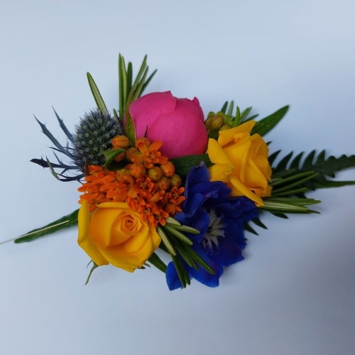 Bright mixed flower buttonhole